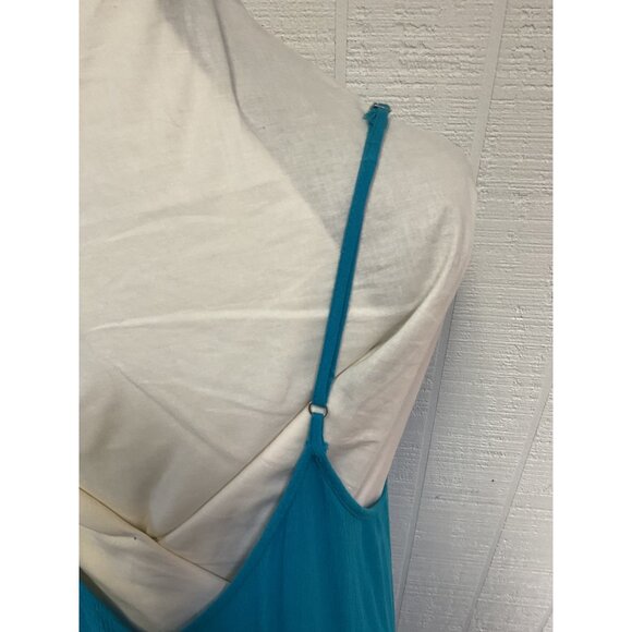 Teal Blue Lovestitch Sleeveless Maxi Dress With Adjustable Spaghetti Straps - Picture 5 of 6